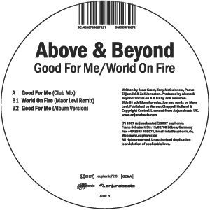 above & beyond / good for me , world on fire